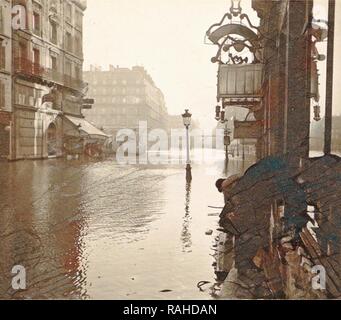 album flooding Paris suburbs in 1910, France, Dating jan-1910. Reimagined by Gibon. Classic art with a modern twist reimagined Stock Photo