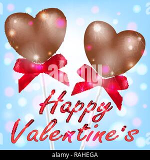 happy valentine's day with heart chocolate couple Stock Vector