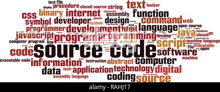 Source code word cloud concept. Vector illustration Stock Vector
