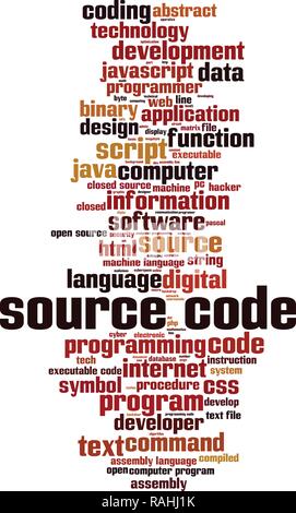 Source code word cloud concept. Vector illustration Stock Vector