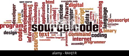 Source code word cloud concept. Vector illustration Stock Vector