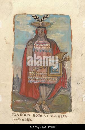 Portraits of Inca kings and an Inca queen, oil on vellum, not before ...