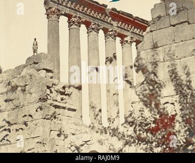 Temple of the Sun (Baalbec, Lebanon), orientalist photography, Bonfils, Félix, 1831-1885, Albumen, 1870s. Reimagined Stock Photo