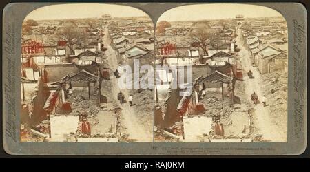 China, Old Tientsin, showing terrible destruction caused by bombardment and fire, China, Underwood and Underwood reimagined Stock Photo