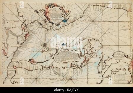 Carte Nouvelle et exacte de la Mer Pacifique autrement Mer du Sud, Voyage historique de l'Amerique meridionale: fait reimagined Stock Photo