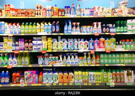 Cleaning agents, self-service, supermarket Stock Photo