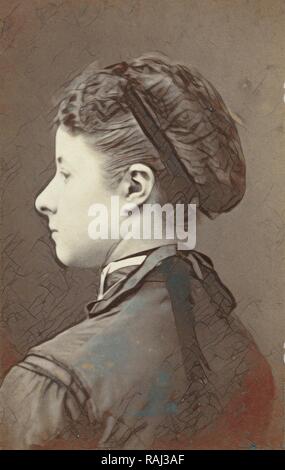 Portrait of a woman, J. Baer, 1865 - 1870. Reimagined by Gibon. Classic art with a modern twist reimagined Stock Photo