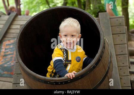 Little child on a playground, Sauerlandpark, Hemer, Sauerland region, North Rhine-Westphalia Stock Photo