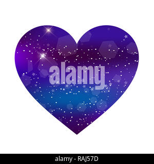 fantastic galaxy heart isolated on white background. Purple neon magic  icon, night starry sky love symbol for valentine greeting card, wedding  postcar Stock Photo - Alamy