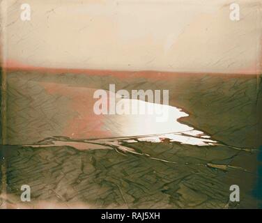 Air views of Palestine. North end of Dead Sea. Dead Sea, northern end. An evening silhouette. 1931. Reimagined Stock Photo