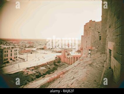 Aleppo from the castle showing moat & entrance. 1936, Syria, Aleppo. Reimagined by Gibon. Classic art with a modern reimagined Stock Photo