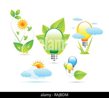 Collection Eco Design Elements, Isolated On White Background, Vector Illustration Stock Vector