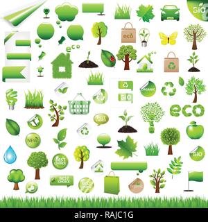 Collection Eco Design Elements, Isolated On White Background, Vector Illustration Stock Vector