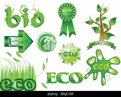 Collection Eco Design Elements, Isolated On White Background, Vector Illustration Stock Vector