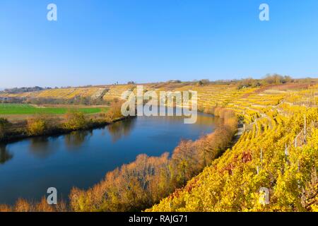 Neckar loop near Kirchheim am Neckar, Baden-Württemberg, Germany Stock Photo