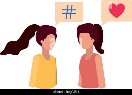 people character friends women speech bubble talking ...