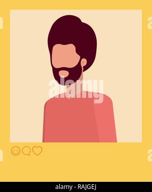 instant photo of man avatar character Stock Vector