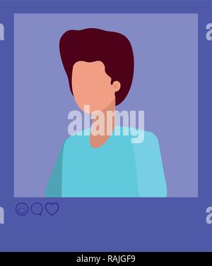 instant photo of man avatar character Stock Vector