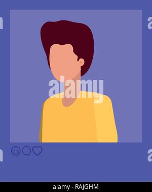instant photo of man avatar character Stock Vector