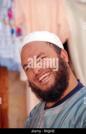 Arab, laughing, portrait, Medina, Tunisia, Africa Stock Photo