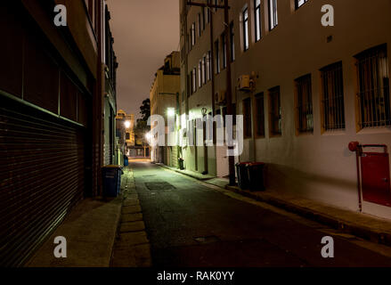 Dark And Eerie Urban City Alley At Night Stock Photo Alamy