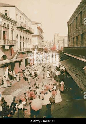 Street scene 1900, Lebanon, Beirut. Reimagined by Gibon. Classic art with a modern twist reimagined Stock Photo