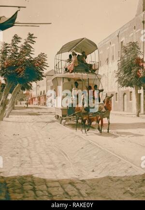 Tripoli. Mule-drawn tramcar 1900, Lebanon, Tripoli. Reimagined by Gibon. Classic art with a modern twist reimagined