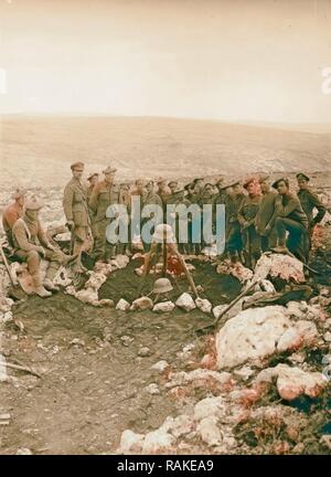 Tell el-Ful battlefield, Large grave filled with dead Turks. 1917, West Bank, a hilltop in East Jerusalem. Reimagined Stock Photo