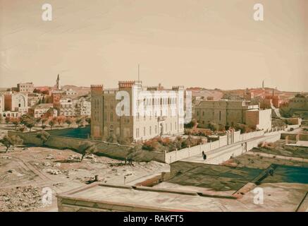 Newer Jerusalem and suburbs The Jesuit seminary near King David Hotel. 1920, Israel. Reimagined by Gibon. Classic art reimagined Stock Photo