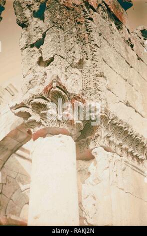 Acanthus-leaf capital, Church of Kalat Siman. 1898, Syria. Reimagined by Gibon. Classic art with a modern twist reimagined Stock Photo