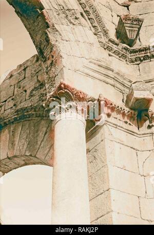 Acanthus-leaf Capital, Church of Kalat Siman. 1898, Syria. Reimagined by Gibon. Classic art with a modern twist reimagined Stock Photo