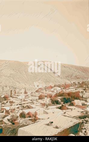 Bird's-eye view of Amman, looking towards the basilica. 1898, Jordan, Amman. Reimagined by Gibon. Classic art with a reimagined Stock Photo