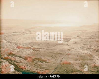 Aerial photos, Sea of Galilee and Jerusalem, Jordan River, Amman. 1925. Reimagined by Gibon. Classic art with a reimagined Stock Photo