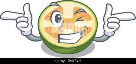 Wink faijoa fruit juice on character glass Stock Vector