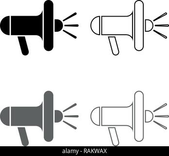 Loudspeaker megaphone icon set grey black color vector I outline flat style simple image Stock Vector