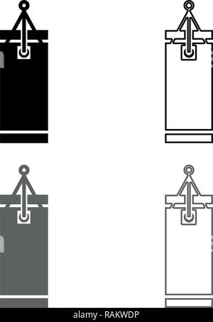 Punching bag icon set grey black color vector I outline flat style simple image Stock Vector