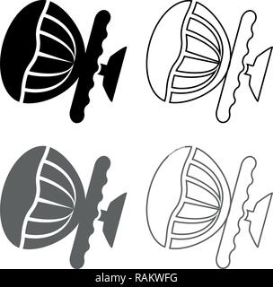 Airbag sign Steering wheel with active airbag icon set grey black color vector I outline flat style simple image Stock Vector