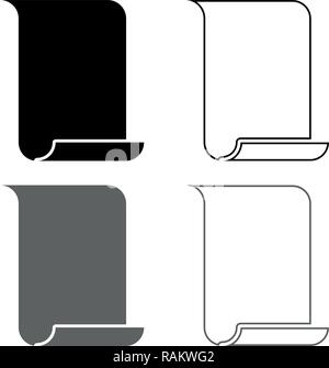 Paper papyrus Old scroll paper Important document with parchment for template icon set grey black color vector I outline flat style simple Stock Vector