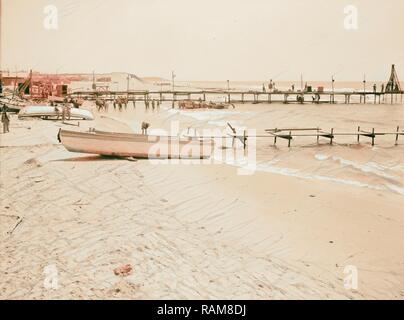 Palestine disturbances 1936. View of the Tel-Aviv jetty, showing Jaffa ...