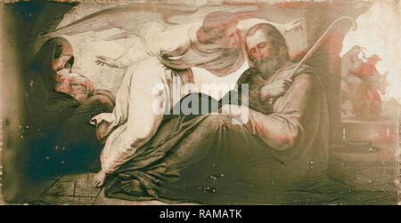 Famous religious paintings. Joseph's Dream and Flight into Egypt, in Church of the Nativity. 1898, West Bank reimagined Stock Photo