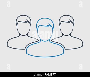 Teamwork line Icon on gay background. Stock Vector