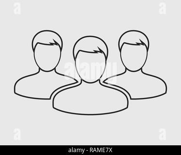 Teamwork line Icon on gay background. Stock Vector