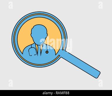 Colorful Search doctor Icon on gray background. Stock Vector