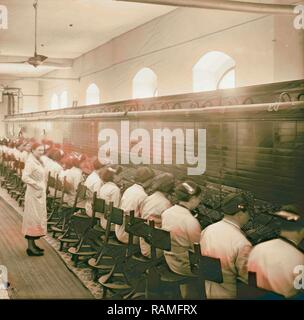 Panorama of Telephone Company switchboard. 1898, Middle East, Israel and/or Palestine. Reimagined by Gibon. Classic reimagined Stock Photo