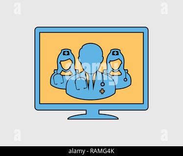 Colorful E-Medical Help Icon on gray background Stock Vector