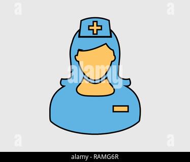 Nurse line Icon on gray Background. Stock Vector