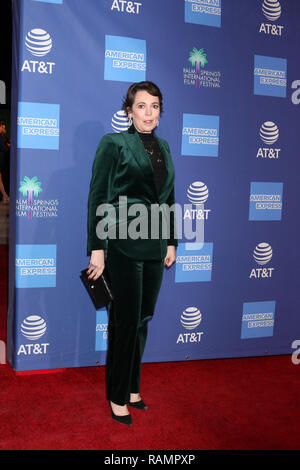 Palm Springs, CA, USA. 3rd Jan, 2019. PALM SPRINGS - JAN 17: Olivia Colman at the 30th Palm Springs International Film Festival Awards Gala at the Palm Springs Convention Center on January 17, 2019 in Palm Springs, CA Credit: Kay Blake/ZUMA Wire/Alamy Live News Stock Photo