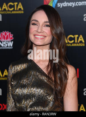 Mallory Jansen arrives to the 2019 AACTA Awards, held at the Sky Bar in
