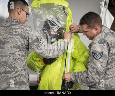 Staff Sgt. Vikki Flores, 96th Civil Engineer Group, prepares her 