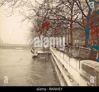 album flooding Paris suburbs in 1910, France, Dating jan-1910. Reimagined by Gibon. Classic art with a modern twist reimagined Stock Photo